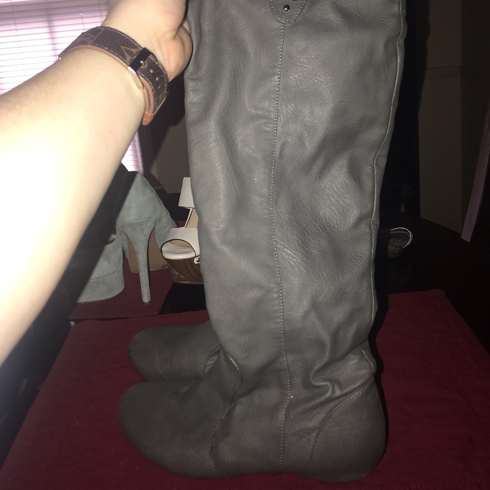 Knee high grey boots